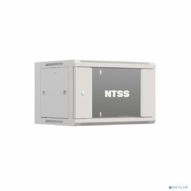 NTSS Шкаф настенный телекоммуникационный NTSS W 9U 600х450х500мм, 2 профиля 19, дверь стеклянная, боковые стенки съемные, задняя стенка, разобранный, серый RAL 7035 NTSS-W9U6045GS