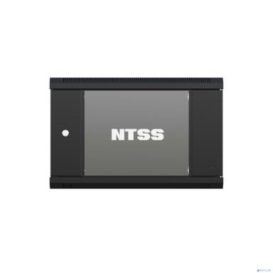 NTSS Шкаф настенный телекоммуникационный NTSS W 6U 600х450х370мм, 2 профиля 19, дверь стеклянная, боковые стенки съемные, задняя стенка, разобранный, черный RAL 9005 NTSS-W6U6045GS-2BL