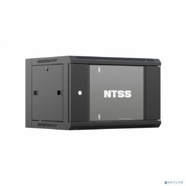 NTSS Шкаф настенный телекоммуникационный NTSS W 9U 600х450х500мм, 2 профиля 19, дверь стеклянная, боковые стенки съемные, задняя стенка, разобранный, черный RAL 9005 NTSS-W9U6045GS-BL