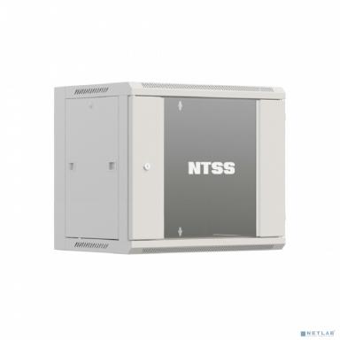 NTSS Шкаф настенный телекоммуникационный NTSS W 12U 600х600х635мм, 2 профиля 19, дверь стеклянная, боковые стенки съемные, задняя стенка, разобранный, серый RAL 7035 NTSS-W12U6060GS