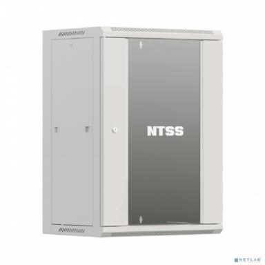 NTSS Шкаф настенный телекоммуникационный NTSS W 15U 600х600х770мм, 2 профиля 19, дверь стеклянная, боковые стенки съемные, задняя стенка, разобранный, серый RAL 7035 NTSS-W15U6060GS-2