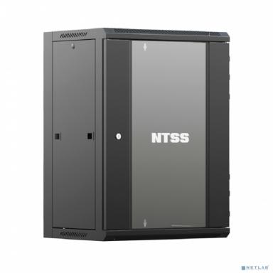 NTSS Шкаф настенный телекоммуникационный NTSS W 18U 600х600х964мм, 2 профиля 19, дверь стеклянная, боковые стенки съемные, задняя стенка, разобранный, черный RAL 9005 NTSS-W18U6060GS-BL