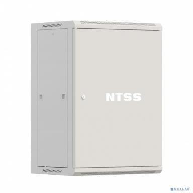 NTSS Шкаф настенный телекоммуникационный NTSS W 15U 600х450х770мм, 2 профиля 19, дверь сплошная металл, боковые стенки съемные, разобранный, серый RAL 7035 NTSS-W15U6045FD