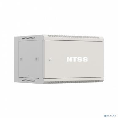 NTSS Шкаф настенный телекоммуникационный NTSS W 6U 600х600х370мм, 2 профиля 19, дверь сплошная металл, боковые стенки съемные, разобранный, серый RAL 7035 NTSS-W6U6060FD