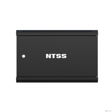 NTSS Шкаф настенный телекоммуникационный NTSS W 9U 600х600х500мм, 2 профиля 19, дверь сплошная металл, боковые стенки съемные, разобранный, черный RAL 9005 NTSS-W9U6060FD-BL