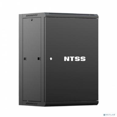 NTSS Шкаф настенный телекоммуникационный NTSS W 18U 600х600х964мм, 2 профиля 19, дверь сплошная металл, боковые стенки съемные, разобранный, черный RAL 9005 NTSS-W18U6060FD-BL