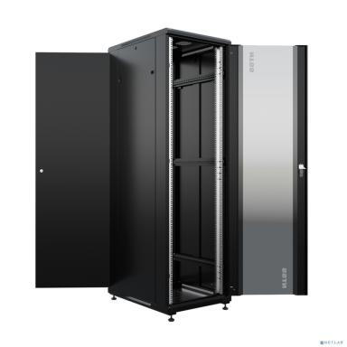NTSS Шкаф напольный универсальный серверный NTSS R 22U 600х800мм, 4 профиля 19, двери стекло и сплошная металл, боковые стенки съемные, регулируемые опоры, разобранный, черный RAL 9005 NTSS-R22U6080GS