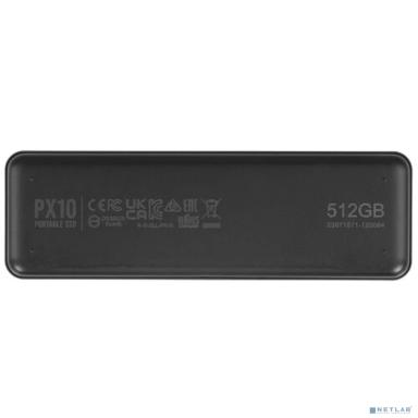 Silicon Power Portable SSD 512GB PX10, External, USB TypeC 3.2, Черный, read/write 1050/1050 Mb/s