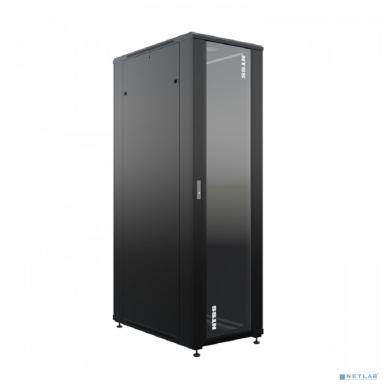 NTSS Шкаф напольный универсальный серверный NTSS R 42U 800х1000мм, 4 профиля 19, двери стекло и сплошная металл, боковые стенки съемные, регулируемые опоры, разобранный, черный RAL 9005 NTSS-R42U80100