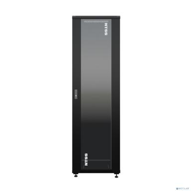 NTSS Шкаф напольный универсальный серверный NTSS R 47U 600х600мм, 4 профиля 19, двери стекло и сплошная металл, боковые стенки съемные, регулируемые опоры, разобранный, черный RAL 9005 NTSS-R47U6060GS
