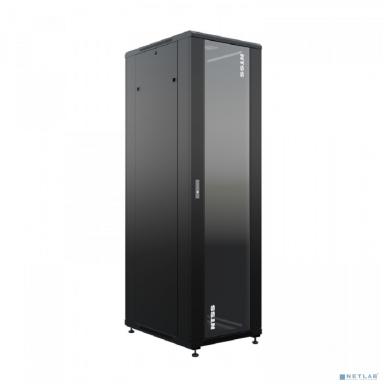 NTSS Шкаф напольный универсальный серверный NTSS R 47U 600х800мм, 4 профиля 19, двери стекло и сплошная металл, боковые стенки съемные, регулируемые опоры, разобранный, черный RAL 9005 NTSS-R47U6080GS