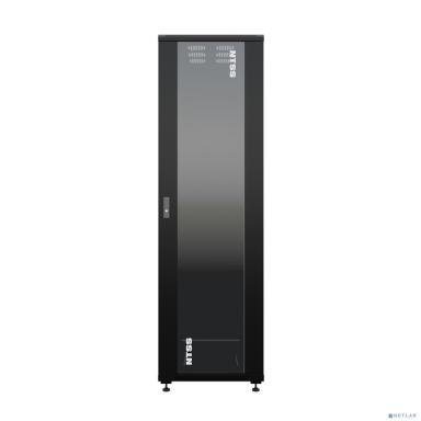 NTSS Шкаф напольный универсальный серверный NTSS R 47U 800х1000мм, 4 профиля 19, двери стекло и сплошная металл, боковые стенки съемные, регулируемые опоры, разобранный, черный RAL 9005 NTSS-R47U80100