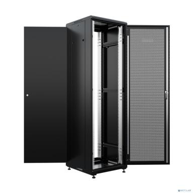 NTSS Шкаф напольный универсальный серверный NTSS R 42U 600х600мм, 4 профиля 19, двери перфорированная и сплошная металл, боковые стенки съемные, регулируемые опоры, разобранный, черный RAL 9005 NTSS-R