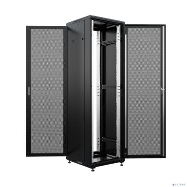 NTSS Шкаф напольный универсальный серверный NTSS R 18U 600х600мм, 4 профиля 19, двери перфорированная и перфорированная, боковые стенки съемные, регулируемые опоры, разобранный, черный RAL 9005 NTSS-R