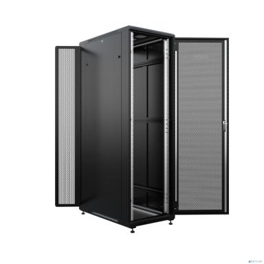 NTSS Шкаф напольный универсальный серверный NTSS R 42U 600х1000мм, 4 профиля 19, двери перфорированная и перфорированная двухстворчатая, боковые стенки съемные, регулируемые опоры, разобранный, черный
