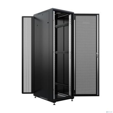 NTSS Шкаф напольный универсальный серверный NTSS R 47U 800х800мм, 4 профиля 19, двери перфорированная и перфорированная двухстворчатая, боковые стенки съемные, регулируемые опоры, разобранный, черный 