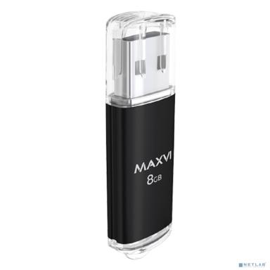 Maxvi USB Drive 8GB MP black, монолит с колпачком, металл + ABS пластик, USB 2.0 FD8GBUSB20C10MP