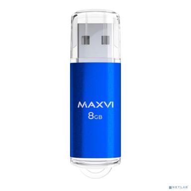 Maxvi USB Drive 8GB MP blue, монолит с колпачком, металл + ABS пластик, USB 2.0