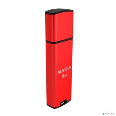 Maxvi USB Drive 8GB MP2 red, монолит с колпачком, ABS пластик + металл, USB 2.0