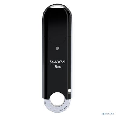 Maxvi USB Drive 8GB P2 black, монолит с колпачком, ABS пластик, USB 2.0