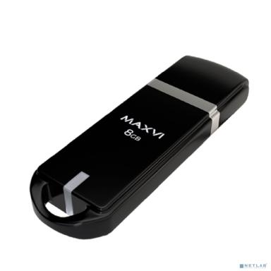 Maxvi USB Drive 8GB P3 black, монолит с колпачком, ABS пластик, USB 2.0