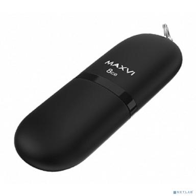 Maxvi USB Drive 8GB SF black, монолит с колпачком, soft touch, USB 2.0