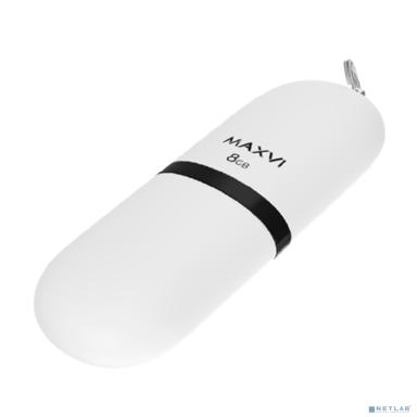 Maxvi USB Drive 8GB SF white,  монолит с колпачком, soft touch, USB 2.0