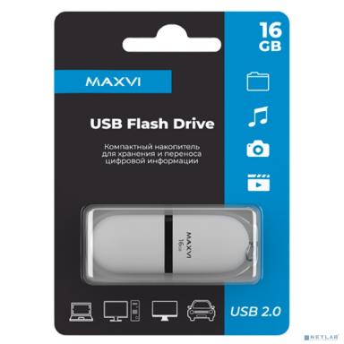 Maxvi USB Drive 16GB SF white, монолит с колпачком, soft touch, USB 2.0