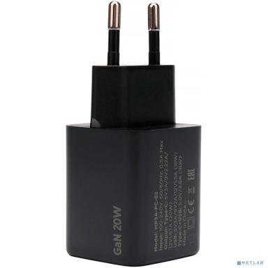 Cablexpert зарядное устройство 20Вт GaN, 3А, QC4.0/PD, 1xUSB, 1xType-C, черный, пакет (MP3A-PC-62)