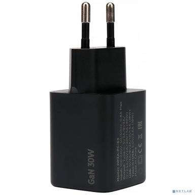 Cablexpert зарядное устройство 30Вт GaN, 3А, QC4.0/PD, 1xUSB, 1xType-C, черный, пакет (MP3A-PC-64)