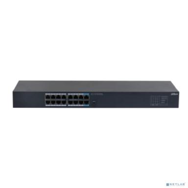DAHUA DH-SG1016 16-портовый гигабитный неуправляемый коммутатор, 16xRJ45 1Gb, коммутация 32 Гбит/с, MAC-таблица 8К, металл