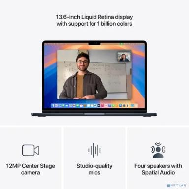 Apple MacBook Air 13-inch 2025 [MC6C4RU/A] Midnight 13.6" Liquid Retina {(2560x1600) M4 10C CPU 10C GPU/24GB/512GB SSD} (A3240 РФ)
