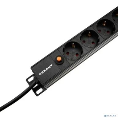Rexant (04-0205-2) Блок распределения питания для 19" шкафов, вертикальный, 13 розеток СЕЕ 7/4, 16A, фильтр, без выкл, алюм корп, шнур 2м, вилка СЕЕ 7/7